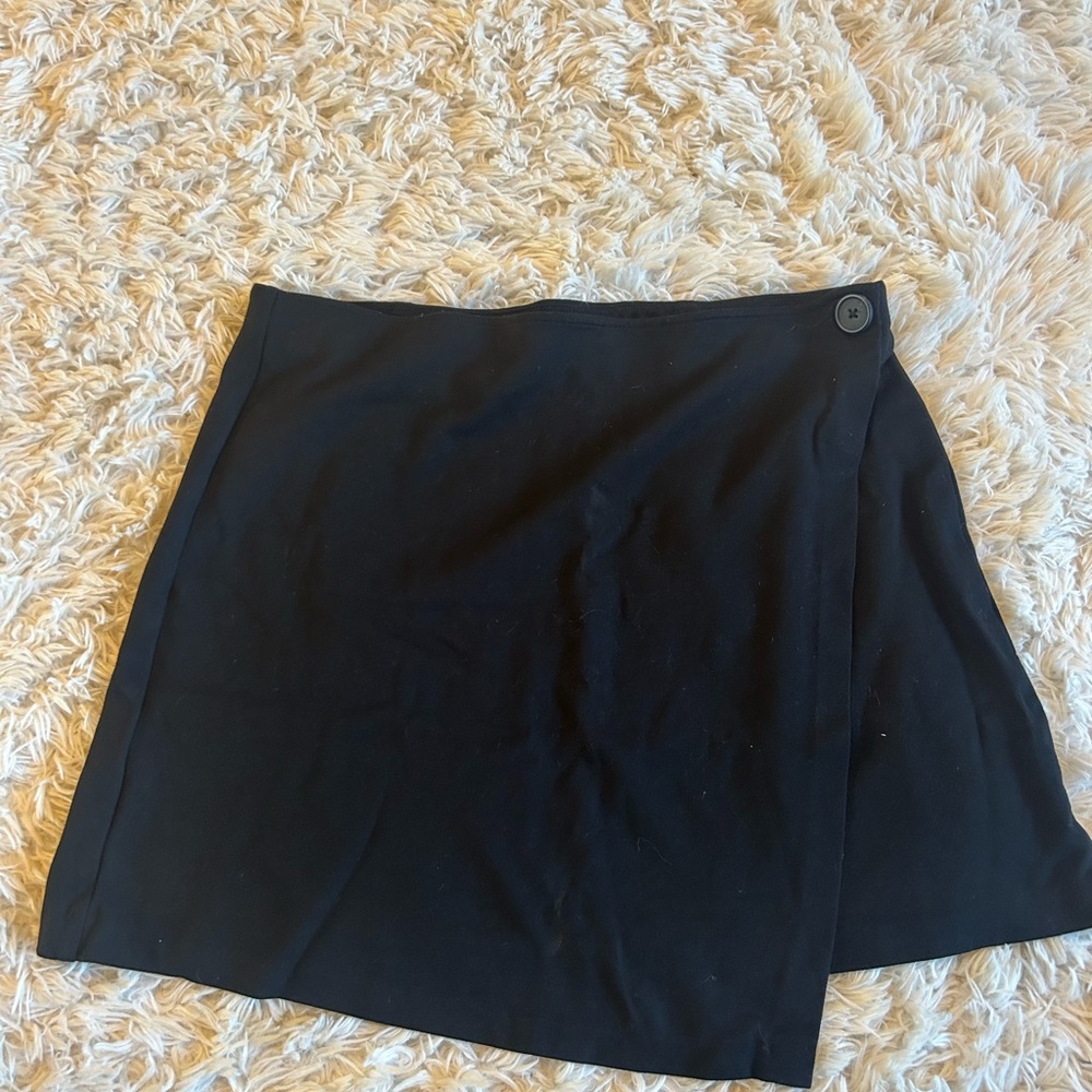 Black Asymmetrical Wrap Mini Skirt XL